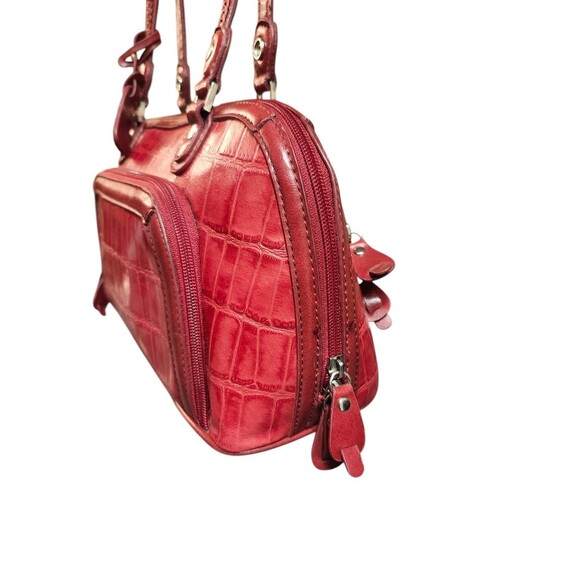 M.C. Marc Chantal Red Crocodile Embossed Leather Shoulder Handbag Purse *Read - Picture 4 of 16